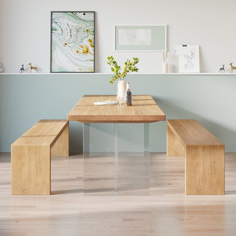 Modern 1/2/3/4/5 Pieces Dining Bench Set Solid Wood Dining Room Furniture 3 Pieces: Table, 2 Benches Clearhalo 'Dining Room Sets' 'Dining Tables & Seating' 'dining_room_set' 'furn' 'furn_dining_room_set' 'Furniture' 'furniture_dining_room_set' 'Kitchen & Dining Furniture' 4890017