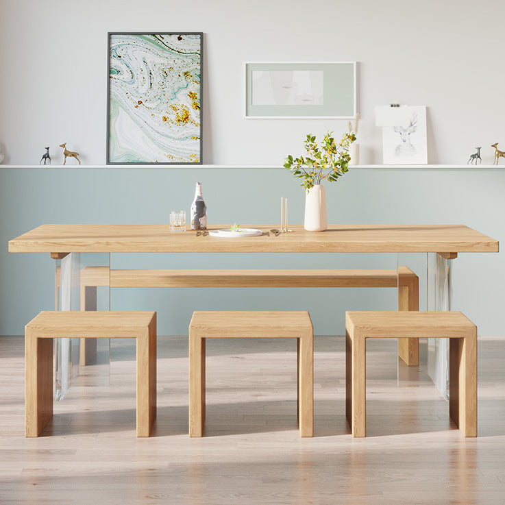 Modern 1/2/3/4/5 Pieces Dining Bench Set Solid Wood Dining Room Furniture 5 Pieces: Table, 1 Bench, 3 Stools Clearhalo 'Dining Room Sets' 'Dining Tables & Seating' 'dining_room_set' 'furn' 'furn_dining_room_set' 'Furniture' 'furniture_dining_room_set' 'Kitchen & Dining Furniture' 4890027
