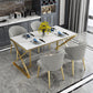 Glam 1/5 Pieces Dining Set Rectangle Stone Dining Table Set for Dining Room 5 Pieces: Table, 4 Grey Chairs Clearhalo 'Dining Room Sets' 'Dining Tables & Seating' 'dining_room_set' 'furn' 'furn_dining_room_set' 'Furniture' 'furniture_dining_room_set' 'Kitchen & Dining Furniture' 4890043