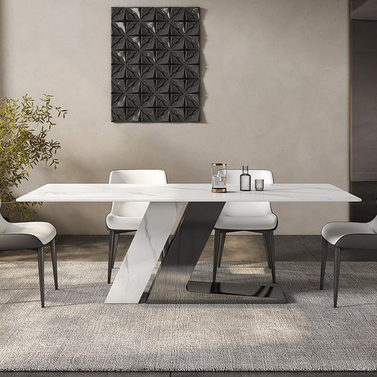 Modern Style 1/3/4/5/7 Pieces Dining Sintered Stone Dining Table Set for Kitchen Clearhalo 'Dining Room Sets' 'Dining Tables & Seating' 'dining_room_set' 'furn' 'furn_dining_room_set' 'Furniture' 'furniture_dining_room_set' 'Kitchen & Dining Furniture' 4890067