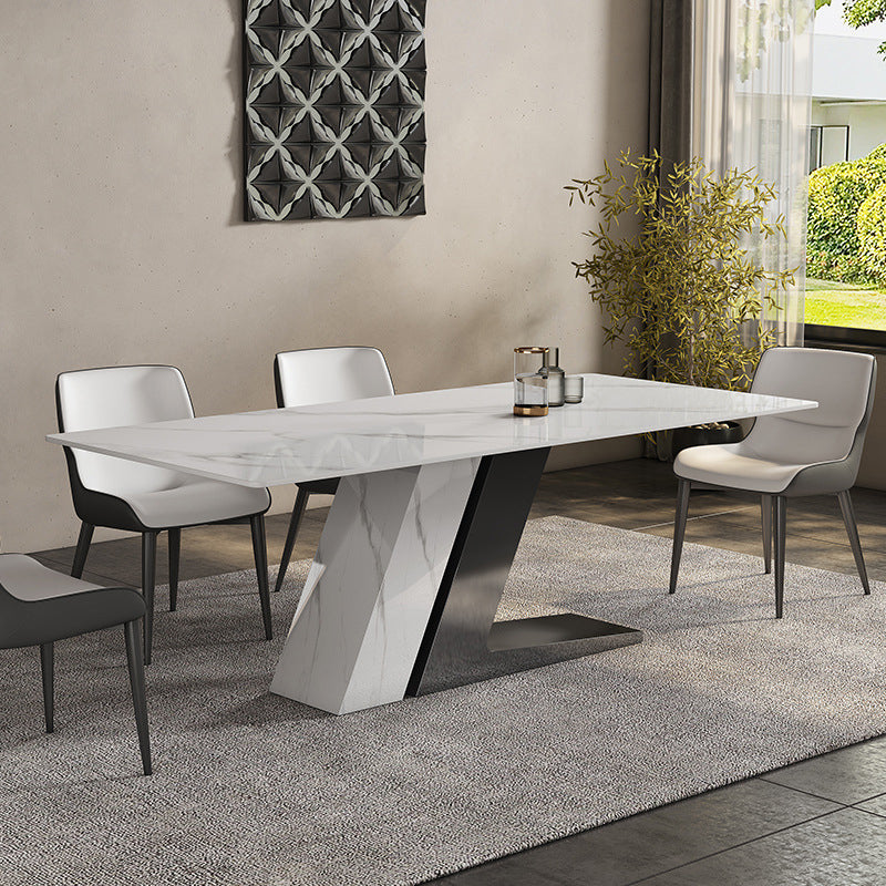 Modern Style 1/3/4/5/7 Pieces Dining Sintered Stone Dining Table Set for Kitchen 5 Pieces: Table, 4 Chairs Clearhalo 'Dining Room Sets' 'Dining Tables & Seating' 'dining_room_set' 'furn' 'furn_dining_room_set' 'Furniture' 'furniture_dining_room_set' 'Kitchen & Dining Furniture' 4890068