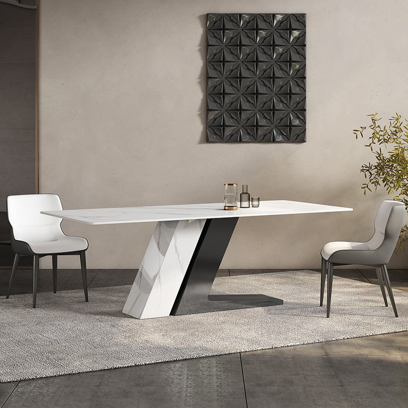 Modern Style 1/3/4/5/7 Pieces Dining Sintered Stone Dining Table Set for Kitchen 3 Pieces: Table, 2 Chairs Clearhalo 'Dining Room Sets' 'Dining Tables & Seating' 'dining_room_set' 'furn' 'furn_dining_room_set' 'Furniture' 'furniture_dining_room_set' 'Kitchen & Dining Furniture' 4890069