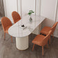 Metal Contemporary White Dining Table Marble Top Table with Double Pedestal Free Form 70.9"L x 31.5"W x 29.5"H Without Chairs Clearhalo 'Dining Tables & Seating' 'Dining Tables' 'dining_table' 'furn' 'furn_dining_table' 'Furniture' 'furniture_dining_table' 'Kitchen & Dining Furniture' 'kitchen' 'kitchen_dining_table' 4890083