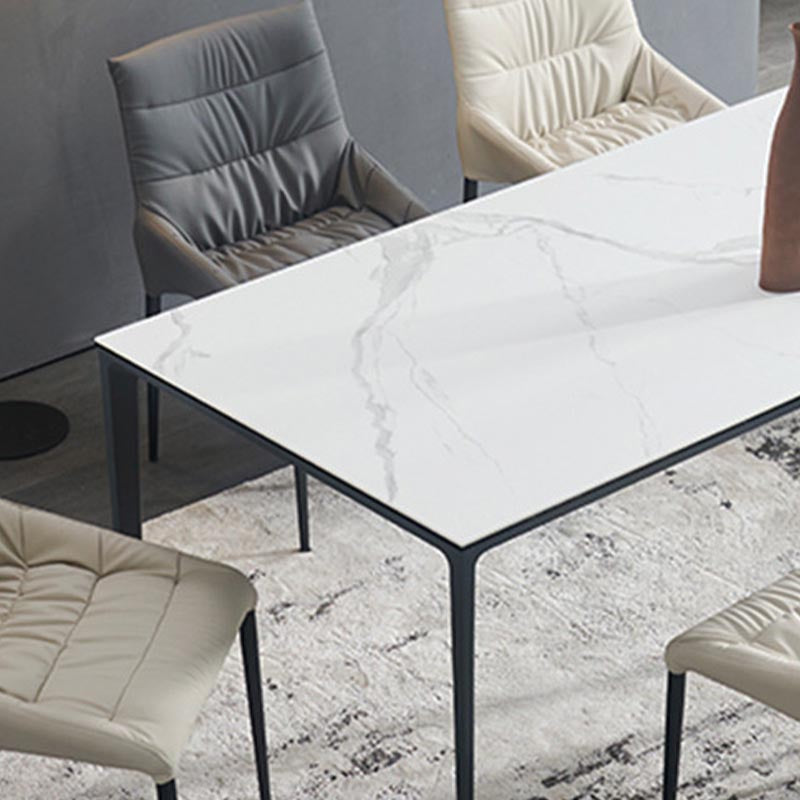 Metal Modern Rectangle Table Sintered Stone Table with 4 Legs Clearhalo 'Dining Tables & Seating' 'Dining Tables' 'dining_table' 'furn' 'furn_dining_table' 'Furniture' 'furniture_dining_table' 'Kitchen & Dining Furniture' 'kitchen' 'kitchen_dining_table' 4890107