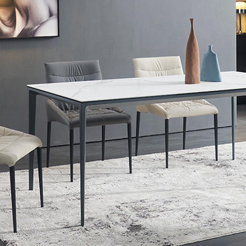 Metal Modern Rectangle Table Sintered Stone Table with 4 Legs Clearhalo 'Dining Tables & Seating' 'Dining Tables' 'dining_table' 'furn' 'furn_dining_table' 'Furniture' 'furniture_dining_table' 'Kitchen & Dining Furniture' 'kitchen' 'kitchen_dining_table' 4890108