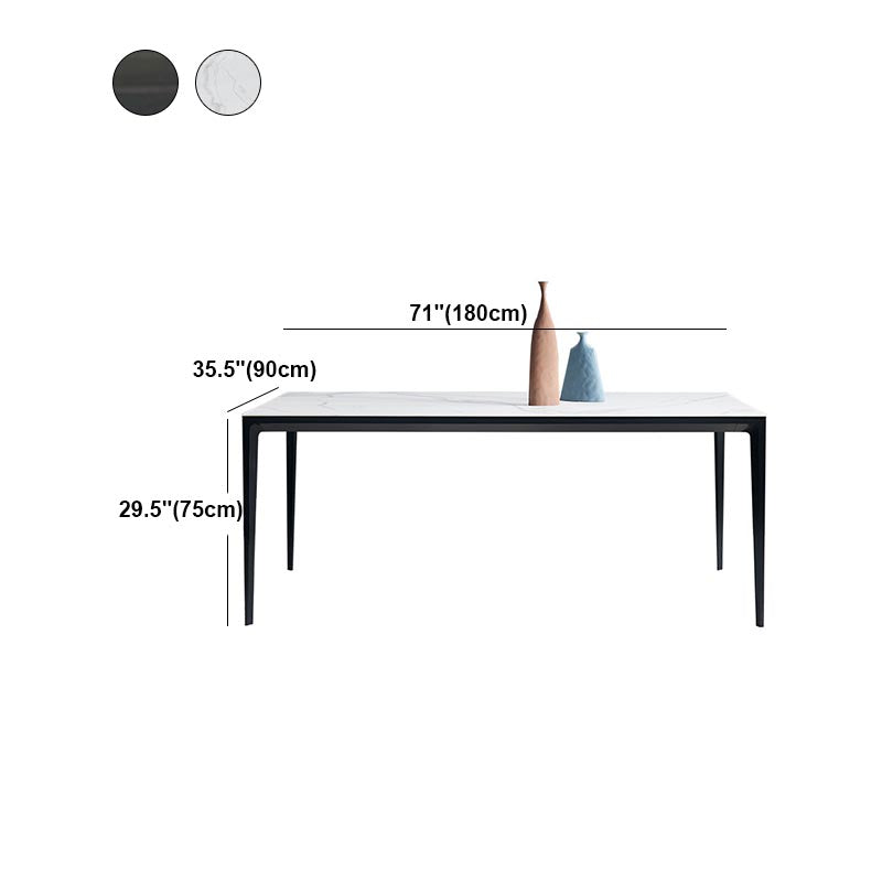 Metal Modern Rectangle Table Sintered Stone Table with 4 Legs Clearhalo 'Dining Tables & Seating' 'Dining Tables' 'dining_table' 'furn' 'furn_dining_table' 'Furniture' 'furniture_dining_table' 'Kitchen & Dining Furniture' 'kitchen' 'kitchen_dining_table' 4890113