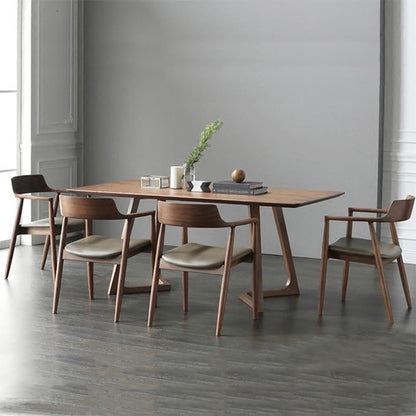 Rectangle Double Pedestal Modern Dining Table Pine Solid Wood Fixed Table Without Chairs Clearhalo 'Dining Tables & Seating' 'Dining Tables' 'dining_table' 'furn' 'furn_dining_table' 'Furniture' 'furniture_dining_table' 'Kitchen & Dining Furniture' 'kitchen' 'kitchen_dining_table' 4890114