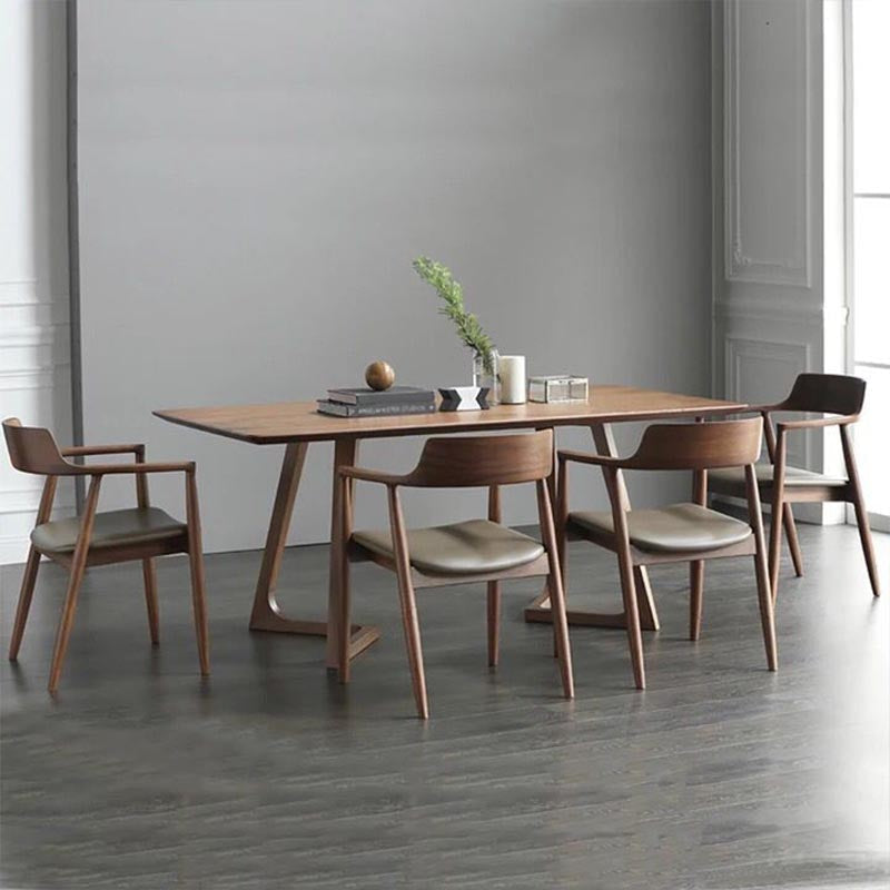 Rectangle Double Pedestal Modern Dining Table Pine Solid Wood Fixed Table 70.9"L x 31.5"W x 29.5"H Without Chairs Clearhalo 'Dining Tables & Seating' 'Dining Tables' 'dining_table' 'furn' 'furn_dining_table' 'Furniture' 'furniture_dining_table' 'Kitchen & Dining Furniture' 'kitchen' 'kitchen_dining_table' 4890116