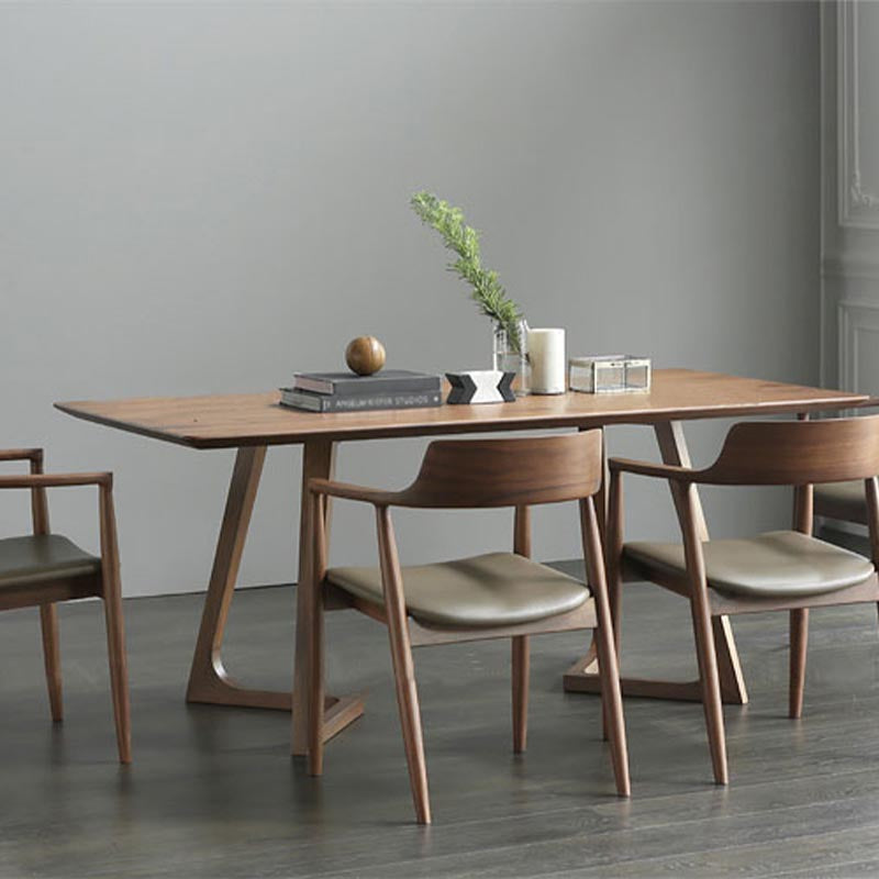 Rectangle Double Pedestal Modern Dining Table Pine Solid Wood Fixed Table 63"L x 31.5"W x 29.5"H Without Chairs Clearhalo 'Dining Tables & Seating' 'Dining Tables' 'dining_table' 'furn' 'furn_dining_table' 'Furniture' 'furniture_dining_table' 'Kitchen & Dining Furniture' 'kitchen' 'kitchen_dining_table' 4890117