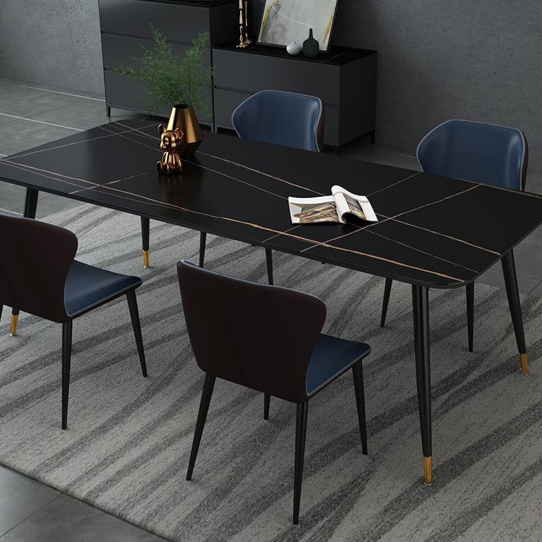 Industrial Style Stone Dining Table 4 Legs Dining Room Collection for Indoor Clearhalo 'Dining Tables & Seating' 'Dining Tables' 'dining_table' 'furn' 'furn_dining_table' 'Furniture' 'furniture_dining_table' 'Kitchen & Dining Furniture' 'kitchen' 'kitchen_dining_table' 4890174