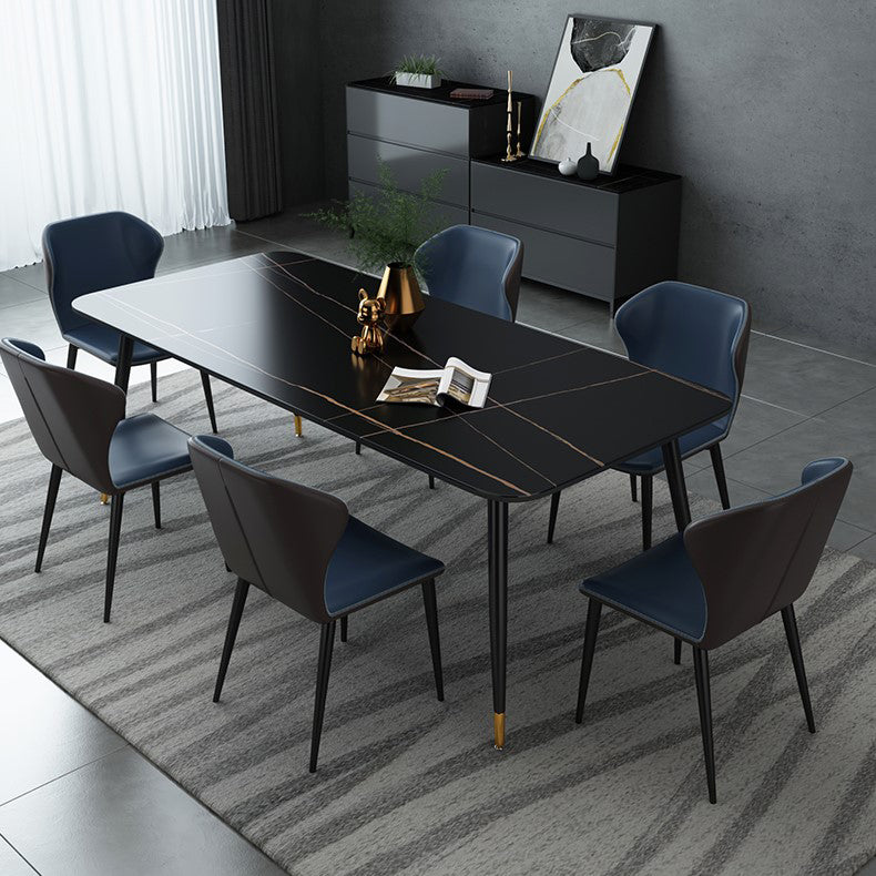Industrial Style Stone Dining Table 4 Legs Dining Room Collection for Indoor Clearhalo 'Dining Tables & Seating' 'Dining Tables' 'dining_table' 'furn' 'furn_dining_table' 'Furniture' 'furniture_dining_table' 'Kitchen & Dining Furniture' 'kitchen' 'kitchen_dining_table' 4890175