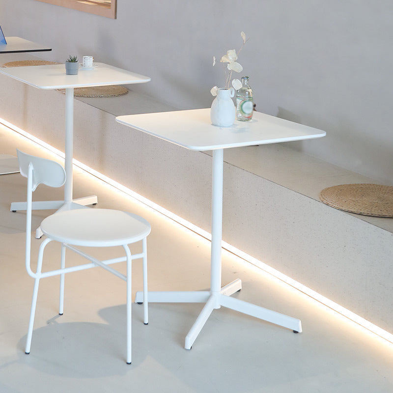 Industrial Style Dining Site Table Metal 4 Legs Dining Room Collection 23.6"L x 23.6"W x 29.1"H Square White Clearhalo 'Dining Tables & Seating' 'Dining Tables' 'dining_table' 'Furniture' 'furniture_dining_table' 'Kitchen & Dining Furniture' 'kitchen' 'kitchen_dining_table' 4890182