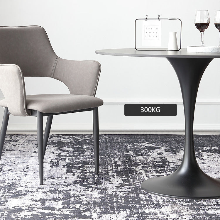 Metal Modern Round Indoor Table Black Sintered Stone Top Table for Dining Room Clearhalo 'Dining Tables & Seating' 'Dining Tables' 'dining_table' 'furn' 'furn_dining_table' 'Furniture' 'furniture_dining_table' 'Kitchen & Dining Furniture' 'kitchen' 'kitchen_dining_table' 4890212