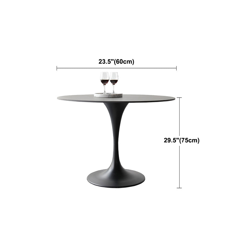 Metal Modern Round Indoor Table Black Sintered Stone Top Table for Dining Room Clearhalo 'Dining Tables & Seating' 'Dining Tables' 'dining_table' 'furn' 'furn_dining_table' 'Furniture' 'furniture_dining_table' 'Kitchen & Dining Furniture' 'kitchen' 'kitchen_dining_table' 4890213
