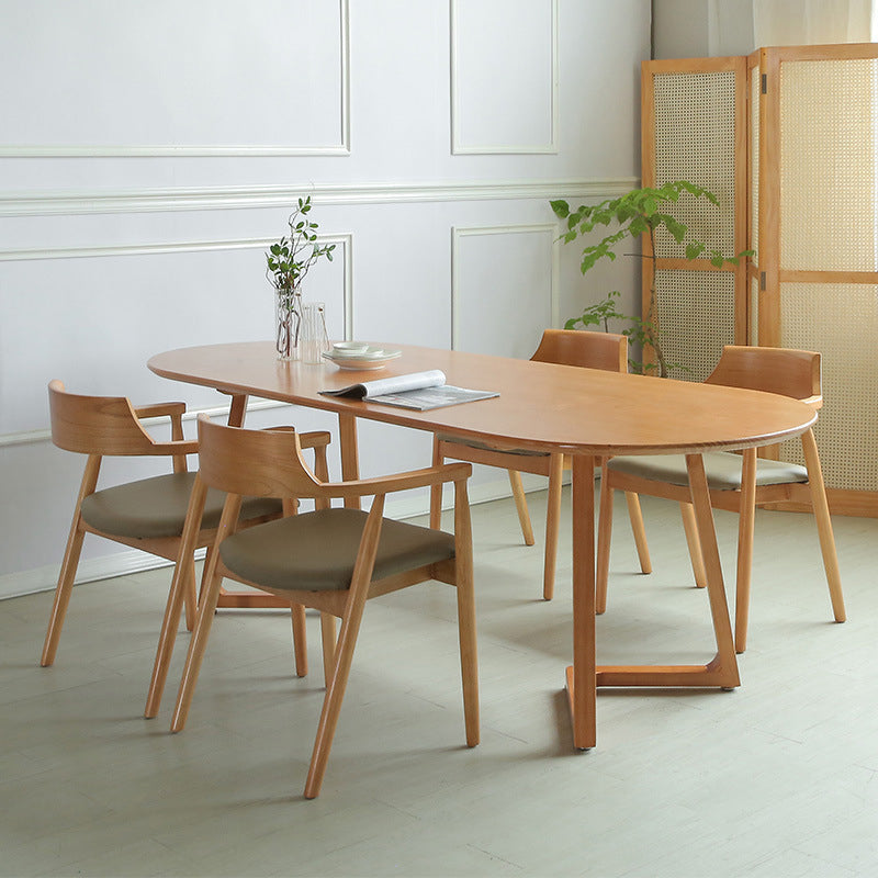 Contemporary Oval Dining Table Solid Wood Dining Table with Sled Base Clearhalo 'Dining Tables & Seating' 'Dining Tables' 'dining_table' 'furn' 'furn_dining_table' 'Furniture' 'furniture_dining_table' 'Kitchen & Dining Furniture' 'kitchen' 'kitchen_dining_table' 4890223