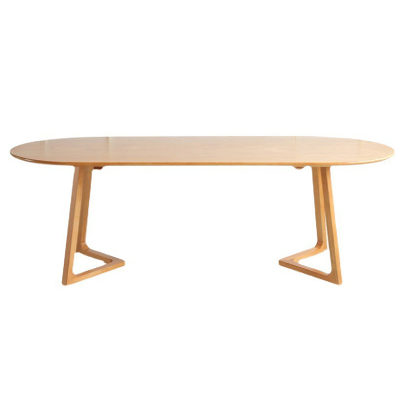 Contemporary Oval Dining Table Solid Wood Dining Table with Sled Base Without Chairs Clearhalo 'Dining Tables & Seating' 'Dining Tables' 'dining_table' 'furn' 'furn_dining_table' 'Furniture' 'furniture_dining_table' 'Kitchen & Dining Furniture' 'kitchen' 'kitchen_dining_table' 4890224