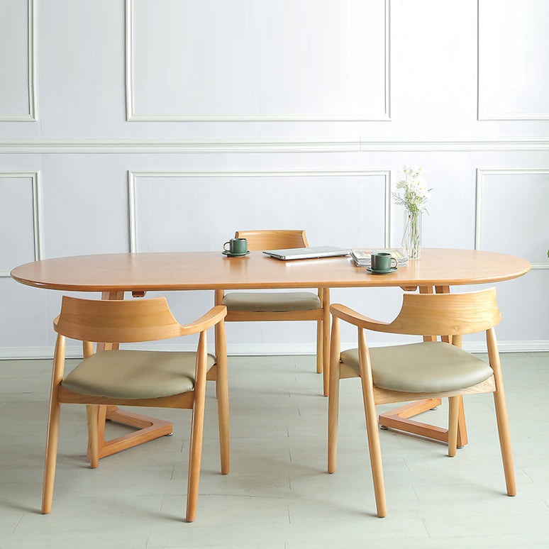 Contemporary Oval Dining Table Solid Wood Dining Table with Sled Base Clearhalo 'Dining Tables & Seating' 'Dining Tables' 'dining_table' 'furn' 'furn_dining_table' 'Furniture' 'furniture_dining_table' 'Kitchen & Dining Furniture' 'kitchen' 'kitchen_dining_table' 4890230