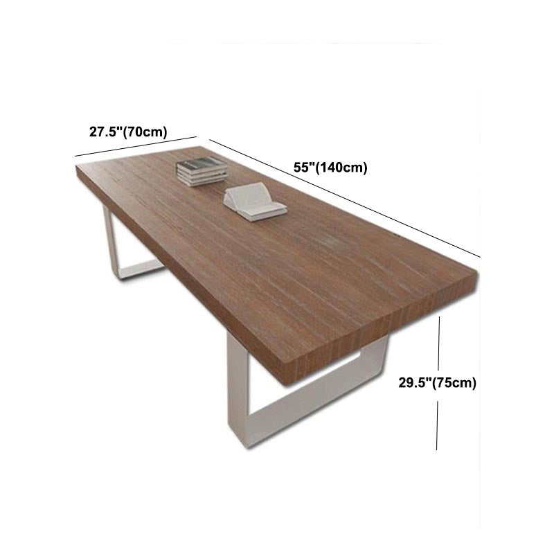 Rectangle Double Pedestal Luxury Dining Table Fixed Table with Pine Solid Wood Clearhalo 'Dining Tables & Seating' 'Dining Tables' 'dining_table' 'furn' 'furn_dining_table' 'Furniture' 'furniture_dining_table' 'Kitchen & Dining Furniture' 'kitchen' 'kitchen_dining_table' 4890251