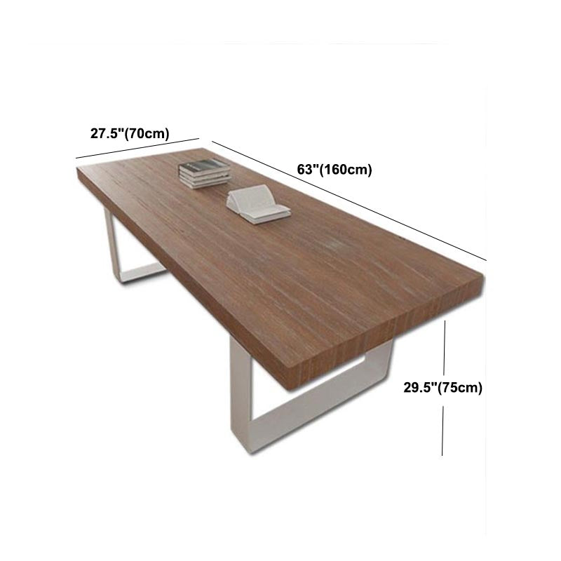 Rectangle Double Pedestal Luxury Dining Table Fixed Table with Pine Solid Wood Clearhalo 'Dining Tables & Seating' 'Dining Tables' 'dining_table' 'furn' 'furn_dining_table' 'Furniture' 'furniture_dining_table' 'Kitchen & Dining Furniture' 'kitchen' 'kitchen_dining_table' 4890252