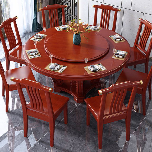Round Solid Wood Dining Table Modern Turntable Furniture with Pedestal Base Clearhalo 'Dining Tables & Seating' 'Dining Tables' 'dining_table' 'furn' 'furn_dining_table' 'Furniture' 'furniture_dining_table' 'Kitchen & Dining Furniture' 'kitchen' 'kitchen_dining_table' 4890260
