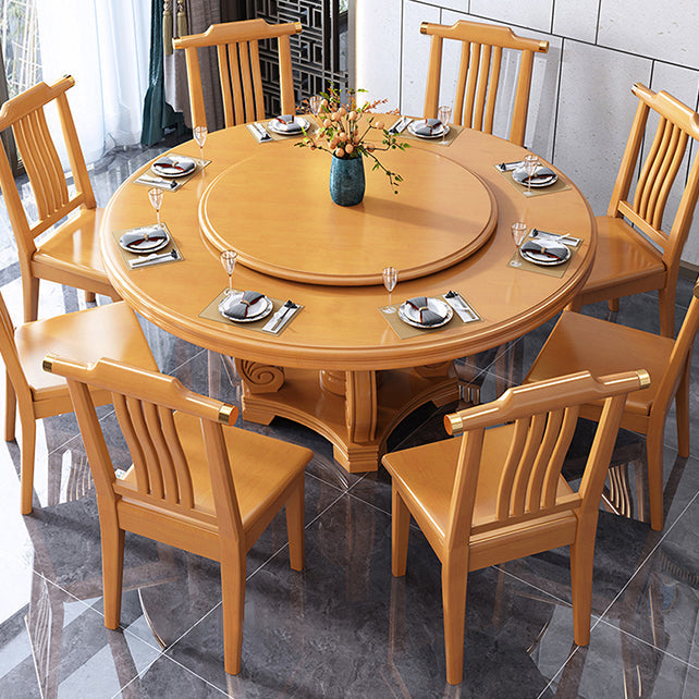 Round Solid Wood Dining Table Modern Turntable Furniture with Pedestal Base Clearhalo 'Dining Tables & Seating' 'Dining Tables' 'dining_table' 'furn' 'furn_dining_table' 'Furniture' 'furniture_dining_table' 'Kitchen & Dining Furniture' 'kitchen' 'kitchen_dining_table' 4890267