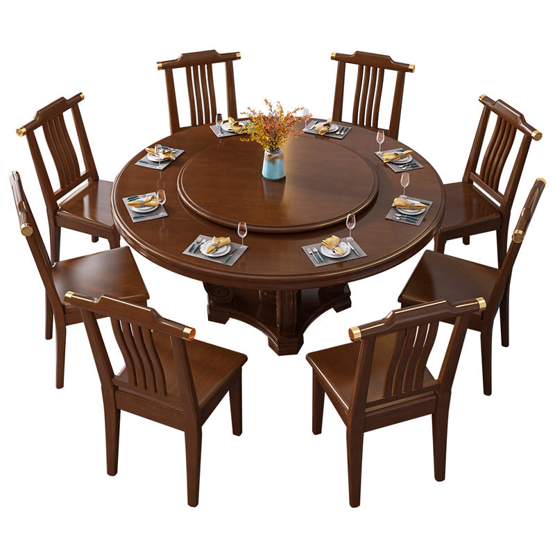 Round Solid Wood Dining Table Modern Turntable Furniture with Pedestal Base Clearhalo 'Dining Tables & Seating' 'Dining Tables' 'dining_table' 'furn' 'furn_dining_table' 'Furniture' 'furniture_dining_table' 'Kitchen & Dining Furniture' 'kitchen' 'kitchen_dining_table' 4890271