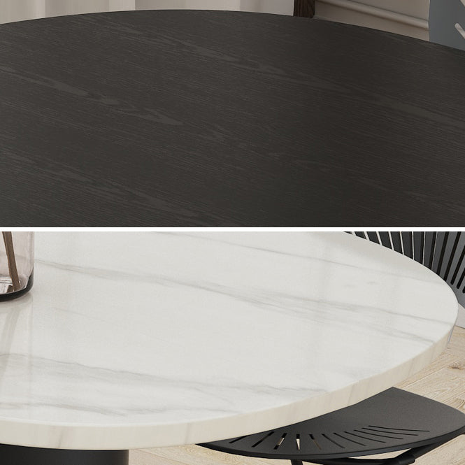 Rubberwood Solid Wood Base Table Contemporary Dining Table in White and Black Clearhalo 'Dining Tables & Seating' 'Dining Tables' 'dining_table' 'furn' 'furn_dining_table' 'Furniture' 'furniture_dining_table' 'Kitchen & Dining Furniture' 'kitchen' 'kitchen_dining_table' 4890284