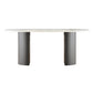 Rubberwood Solid Wood Base Table Contemporary Dining Table in White and Black Oval Marble Clearhalo 'Dining Tables & Seating' 'Dining Tables' 'dining_table' 'furn' 'furn_dining_table' 'Furniture' 'furniture_dining_table' 'Kitchen & Dining Furniture' 'kitchen' 'kitchen_dining_table' 4890288