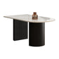 Rubberwood Solid Wood Base Table Contemporary Dining Table in White and Black Free Form Marble Clearhalo 'Dining Tables & Seating' 'Dining Tables' 'dining_table' 'furn' 'furn_dining_table' 'Furniture' 'furniture_dining_table' 'Kitchen & Dining Furniture' 'kitchen' 'kitchen_dining_table' 4890289