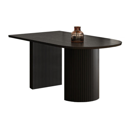 Rubberwood Solid Wood Base Table Contemporary Dining Table in White and Black Free Form Wood Clearhalo 'Dining Tables & Seating' 'Dining Tables' 'dining_table' 'furn' 'furn_dining_table' 'Furniture' 'furniture_dining_table' 'Kitchen & Dining Furniture' 'kitchen' 'kitchen_dining_table' 4890290