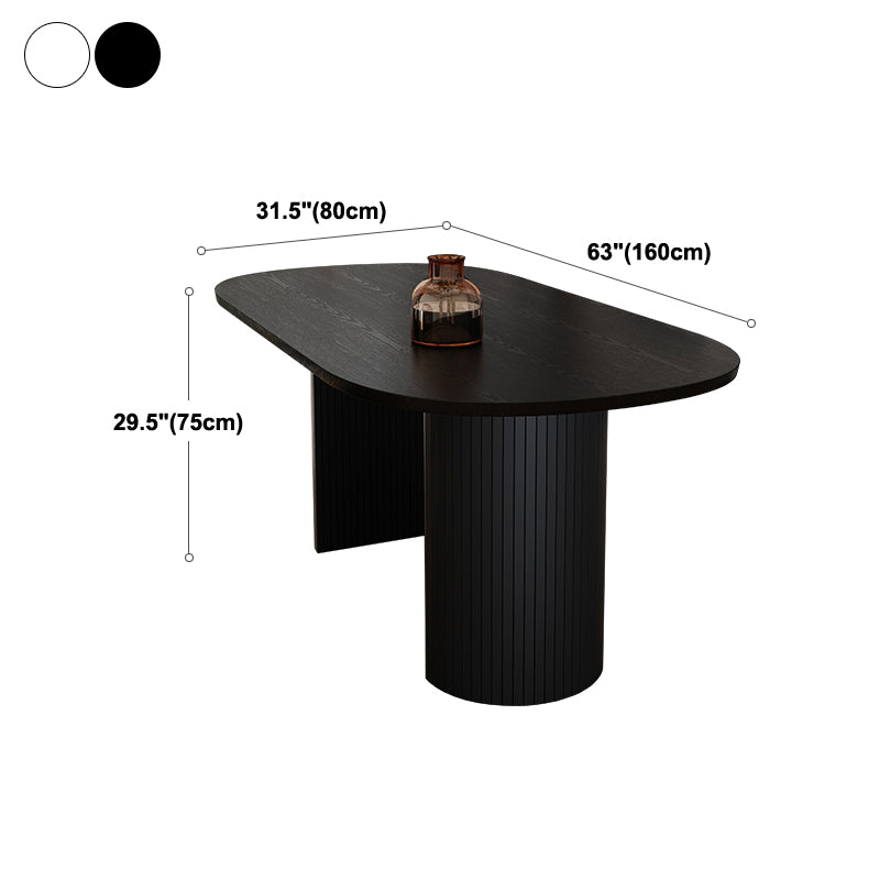 Rubberwood Solid Wood Base Table Contemporary Dining Table in White and Black Clearhalo 'Dining Tables & Seating' 'Dining Tables' 'dining_table' 'furn' 'furn_dining_table' 'Furniture' 'furniture_dining_table' 'Kitchen & Dining Furniture' 'kitchen' 'kitchen_dining_table' 4890295