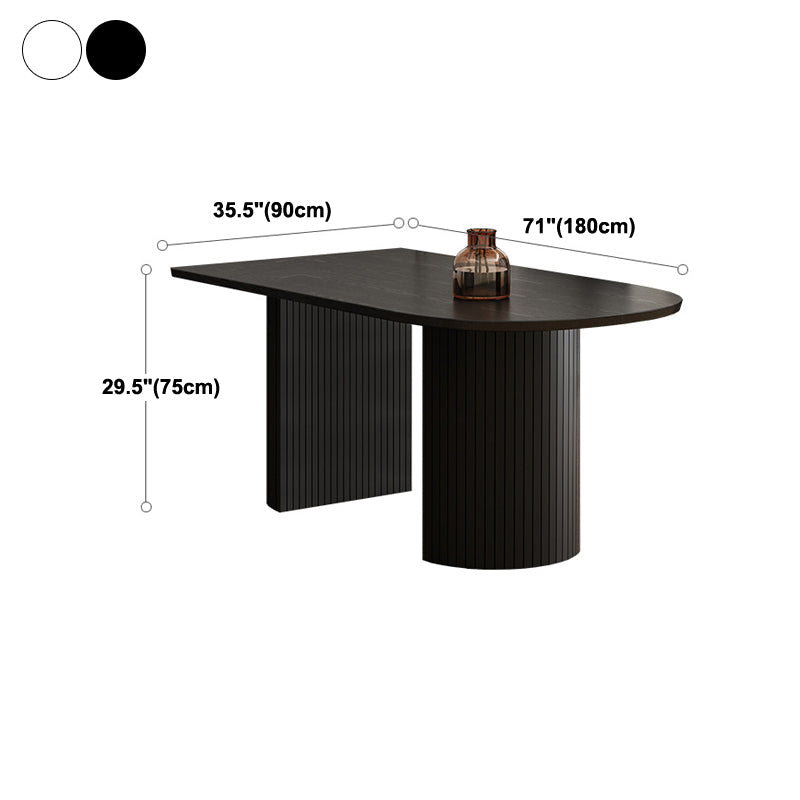 Rubberwood Solid Wood Base Table Contemporary Dining Table in White and Black Clearhalo 'Dining Tables & Seating' 'Dining Tables' 'dining_table' 'furn' 'furn_dining_table' 'Furniture' 'furniture_dining_table' 'Kitchen & Dining Furniture' 'kitchen' 'kitchen_dining_table' 4890298