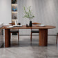 Free Form Wood Dining Table Natural and Walnut Dining Table with Pedestal Base Walnut 70.9"L x 31.5"W x 29.5"H Without Chairs Clearhalo 'Dining Tables & Seating' 'Dining Tables' 'dining_table' 'furn' 'furn_dining_table' 'Furniture' 'furniture_dining_table' 'Kitchen & Dining Furniture' 'kitchen' 'kitchen_dining_table' 4890300