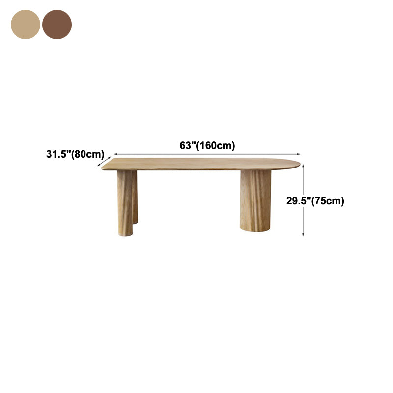 Free Form Wood Dining Table Natural and Walnut Dining Table with Pedestal Base Clearhalo 'Dining Tables & Seating' 'Dining Tables' 'dining_table' 'furn' 'furn_dining_table' 'Furniture' 'furniture_dining_table' 'Kitchen & Dining Furniture' 'kitchen' 'kitchen_dining_table' 4890312