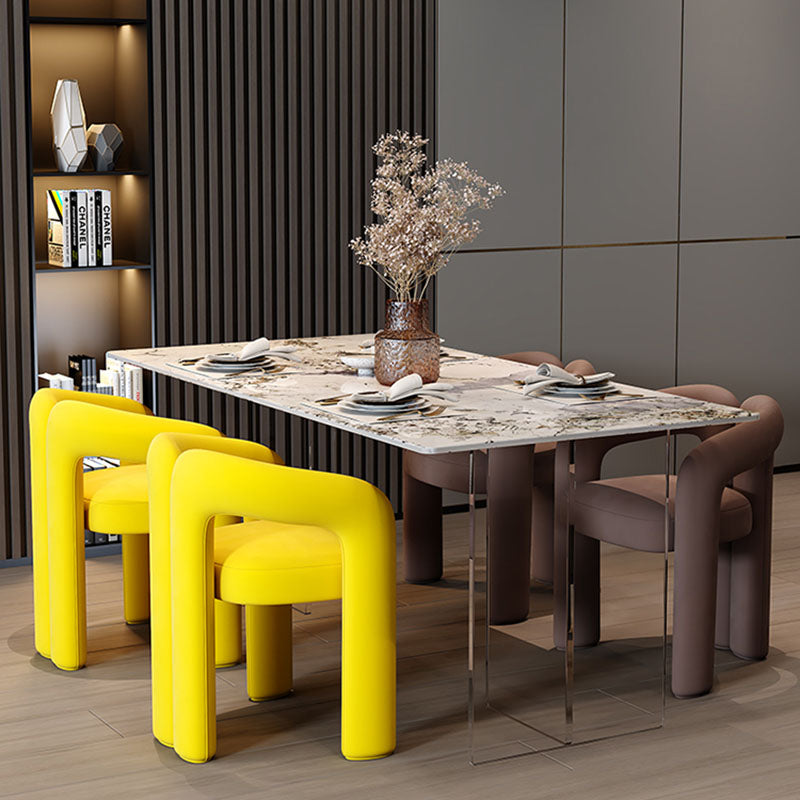 Minimalism Stone Table for Restaurant Rectangle Table with Acrylic Pedestal Clearhalo 'Dining Tables & Seating' 'Dining Tables' 'dining_table' 'furn' 'furn_dining_table' 'Furniture' 'furniture_dining_table' 'Kitchen & Dining Furniture' 'kitchen' 'kitchen_dining_table' 4890328