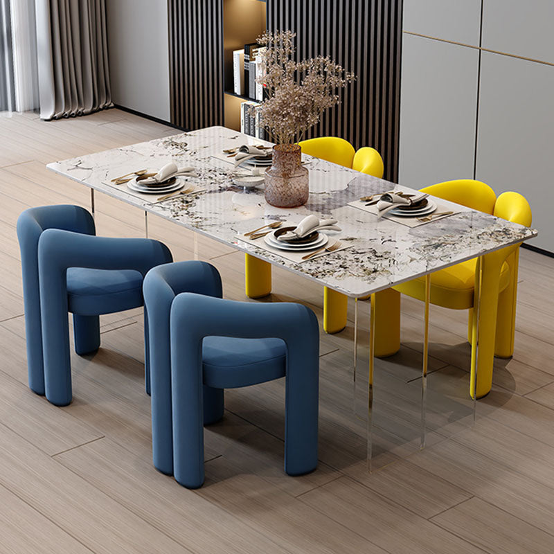 Minimalism Stone Table for Restaurant Rectangle Table with Acrylic Pedestal Clearhalo 'Dining Tables & Seating' 'Dining Tables' 'dining_table' 'furn' 'furn_dining_table' 'Furniture' 'furniture_dining_table' 'Kitchen & Dining Furniture' 'kitchen' 'kitchen_dining_table' 4890329