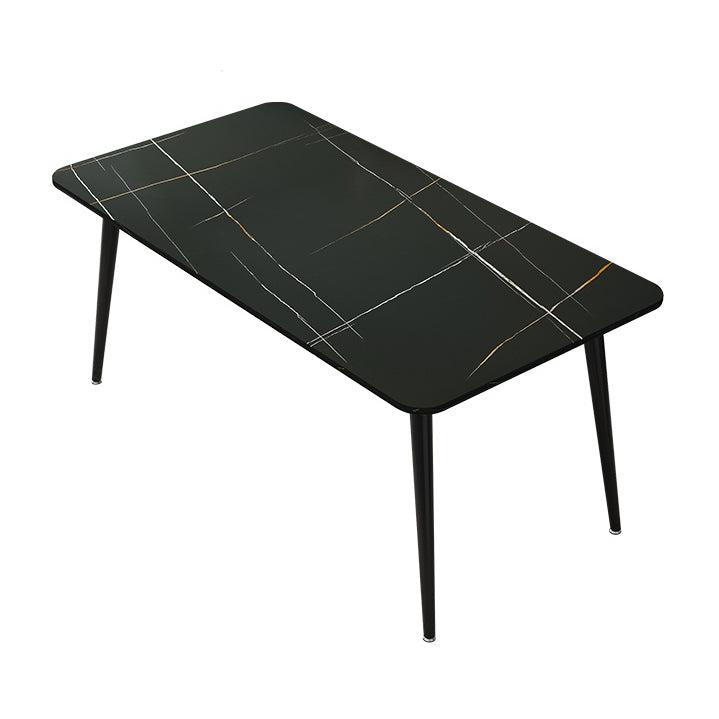 Rectangle Stone Top Dining Table Modern Black Base Dining Table for Living Room Clearhalo 'Dining Tables & Seating' 'Dining Tables' 'dining_table' 'furn' 'furn_dining_table' 'Furniture' 'furniture_dining_table' 'Kitchen & Dining Furniture' 'kitchen' 'kitchen_dining_table' 4890376