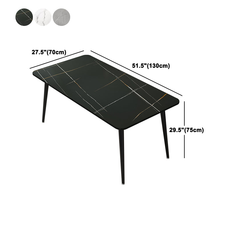 Rectangle Stone Top Dining Table Modern Black Base Dining Table for Living Room Clearhalo 'Dining Tables & Seating' 'Dining Tables' 'dining_table' 'furn' 'furn_dining_table' 'Furniture' 'furniture_dining_table' 'Kitchen & Dining Furniture' 'kitchen' 'kitchen_dining_table' 4890384