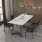 Modern Rectangle Stone Table for Restaurant Balck Metal Pedestal Dining Table White Without Chairs Clearhalo 'Dining Tables & Seating' 'Dining Tables' 'dining_table' 'furn' 'furn_dining_table' 'Furniture' 'furniture_dining_table' 'Kitchen & Dining Furniture' 'kitchen' 'kitchen_dining_table' 4890389