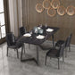 Modern Rectangle Stone Table for Restaurant Balck Metal Pedestal Dining Table Black Gold 70.9"L x 35.4"W x 29.5"H Without Chairs Clearhalo 'Dining Tables & Seating' 'Dining Tables' 'dining_table' 'furn' 'furn_dining_table' 'Furniture' 'furniture_dining_table' 'Kitchen & Dining Furniture' 'kitchen' 'kitchen_dining_table' 4890391