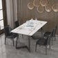 Modern Rectangle Stone Table for Restaurant Balck Metal Pedestal Dining Table Clearhalo 'Dining Tables & Seating' 'Dining Tables' 'dining_table' 'furn' 'furn_dining_table' 'Furniture' 'furniture_dining_table' 'Kitchen & Dining Furniture' 'kitchen' 'kitchen_dining_table' 4890401