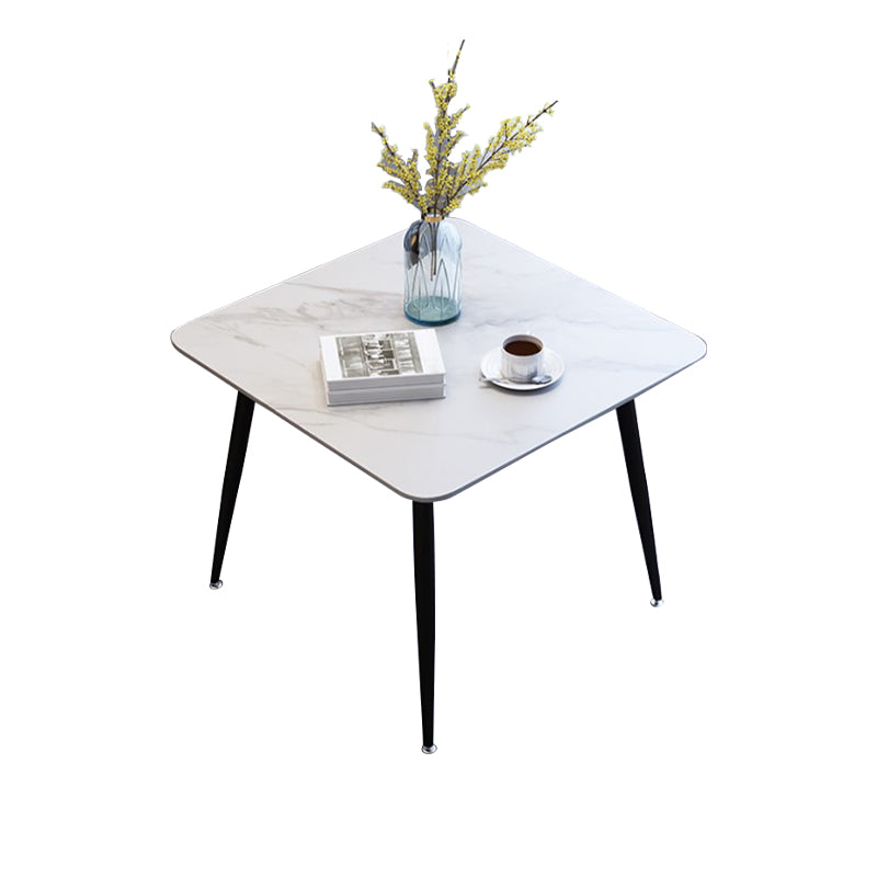 Glam Style Stone Square Dining Table with Metal 4 Legs for Living Room Four Leg Black Clearhalo 'Dining Tables & Seating' 'Dining Tables' 'dining_table' 'furn' 'furn_dining_table' 'Furniture' 'furniture_dining_table' 'Kitchen & Dining Furniture' 'kitchen' 'kitchen_dining_table' 4890410
