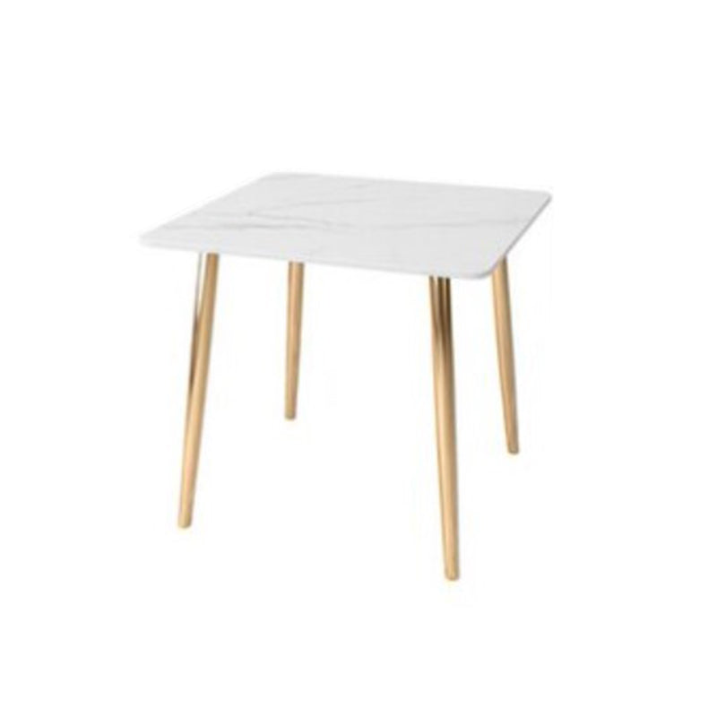 Glam Style Stone Square Dining Table with Metal 4 Legs for Living Room Four Leg Gold 35.4"L x 35.4"W x 29.5"H Clearhalo 'Dining Tables & Seating' 'Dining Tables' 'dining_table' 'furn' 'furn_dining_table' 'Furniture' 'furniture_dining_table' 'Kitchen & Dining Furniture' 'kitchen' 'kitchen_dining_table' 4890412