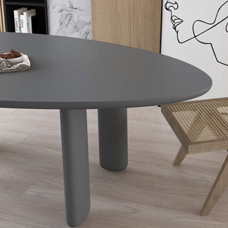 Nordic Simple Solid Wood Table for Restaurant Oval Table with Three Pedestal Clearhalo 'Dining Tables & Seating' 'Dining Tables' 'dining_table' 'furn' 'furn_dining_table' 'Furniture' 'furniture_dining_table' 'Kitchen & Dining Furniture' 'kitchen' 'kitchen_dining_table' 4890425