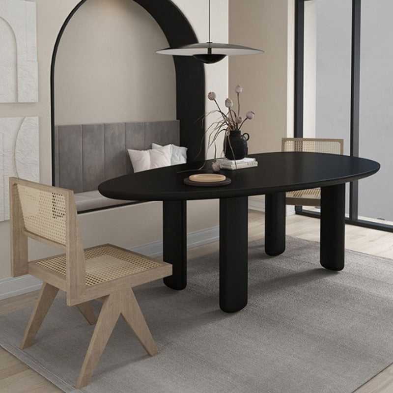 Nordic Simple Solid Wood Table for Restaurant Oval Table with Three Pedestal Clearhalo 'Dining Tables & Seating' 'Dining Tables' 'dining_table' 'furn' 'furn_dining_table' 'Furniture' 'furniture_dining_table' 'Kitchen & Dining Furniture' 'kitchen' 'kitchen_dining_table' 4890428