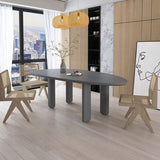Nordic Simple Solid Wood Table for Restaurant Oval Table with Three Pedestal Clearhalo 'Dining Tables & Seating' 'Dining Tables' 'dining_table' 'furn' 'furn_dining_table' 'Furniture' 'furniture_dining_table' 'Kitchen & Dining Furniture' 'kitchen' 'kitchen_dining_table' 4890429