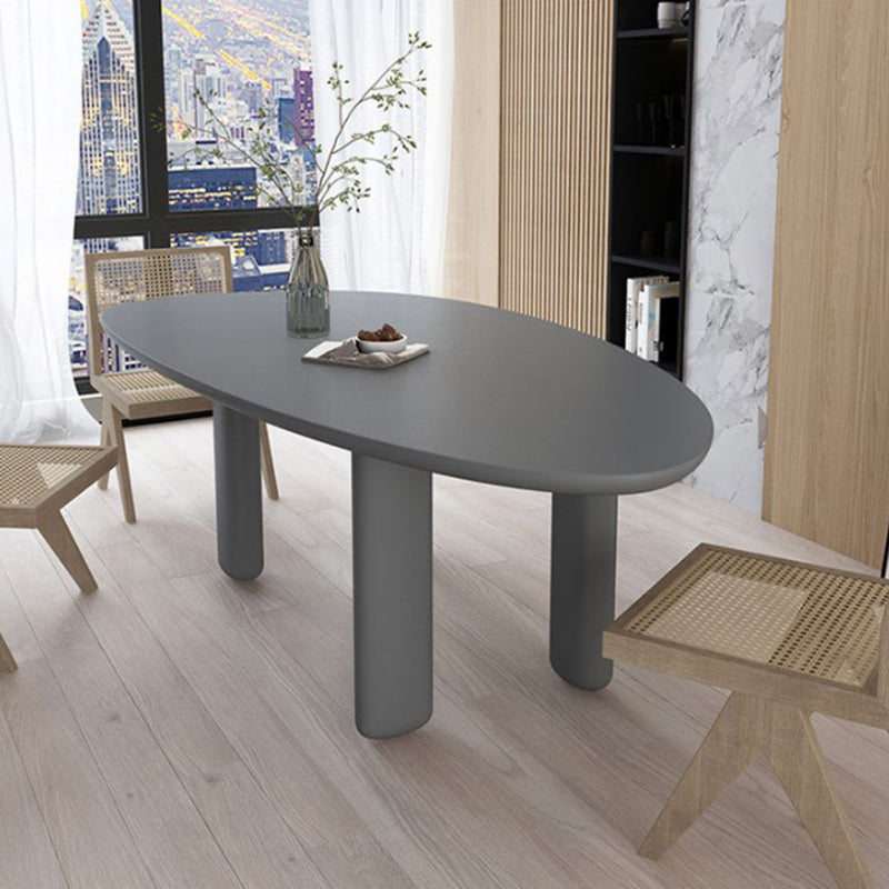 Nordic Simple Solid Wood Table for Restaurant Oval Table with Three Pedestal Clearhalo 'Dining Tables & Seating' 'Dining Tables' 'dining_table' 'furn' 'furn_dining_table' 'Furniture' 'furniture_dining_table' 'Kitchen & Dining Furniture' 'kitchen' 'kitchen_dining_table' 4890430