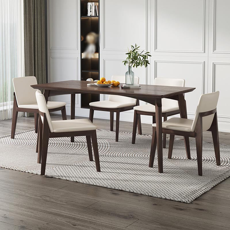 4-foot Solid Wood Table Rectangle Modern Fixed Dinner Room Kitchen Table Walnut 63"L x 27.6"W x 29.5"H Without Chairs Clearhalo 'Dining Tables & Seating' 'Dining Tables' 'dining_table' 'furn' 'furn_dining_table' 'Furniture' 'furniture_dining_table' 'Kitchen & Dining Furniture' 'kitchen' 'kitchen_dining_table' 4890440
