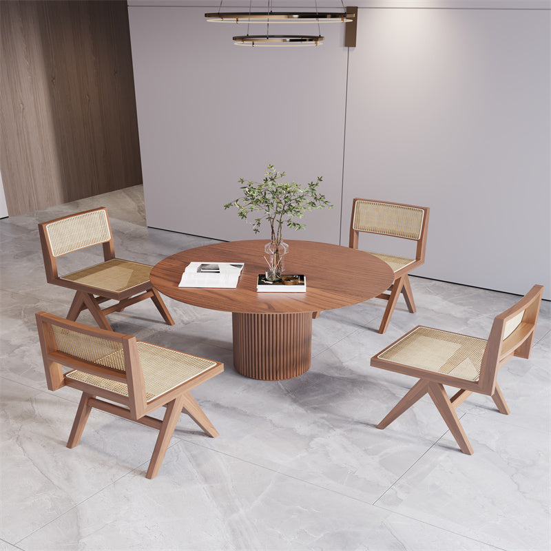 Round Solid Wood Dining Room Table Modern Dining Table with Pedestal Base Clearhalo 'Dining Tables & Seating' 'Dining Tables' 'dining_table' 'furn' 'furn_dining_table' 'Furniture' 'furniture_dining_table' 'Kitchen & Dining Furniture' 'kitchen' 'kitchen_dining_table' 4890488