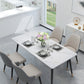 Stone Top Rectangle Dinette Table Traditional Luxury Metal Tripod Base Dining Table White 55.1"L x 31.5"W x 29.5"H Without Chairs Clearhalo 'Dining Tables & Seating' 'Dining Tables' 'dining_table' 'furn' 'furn_dining_table' 'Furniture' 'furniture_dining_table' 'Kitchen & Dining Furniture' 'kitchen' 'kitchen_dining_table' 4890496
